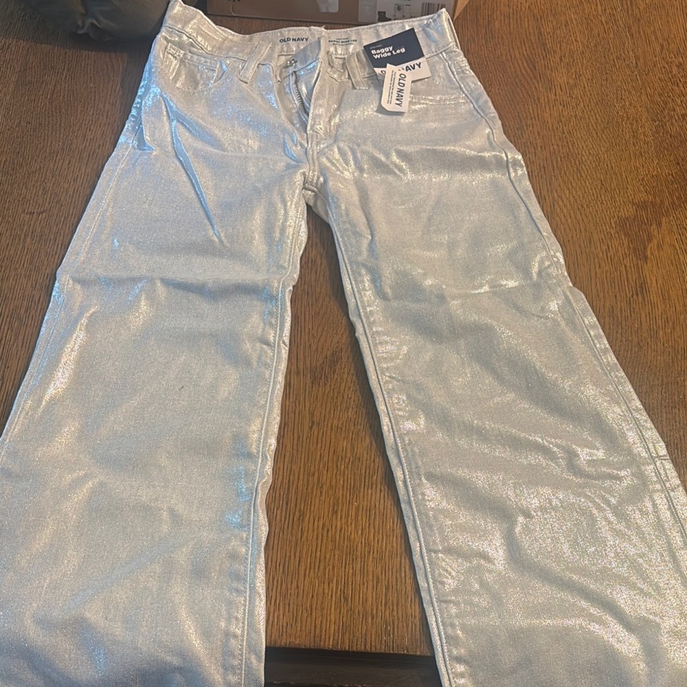 Silver Metallic Pants